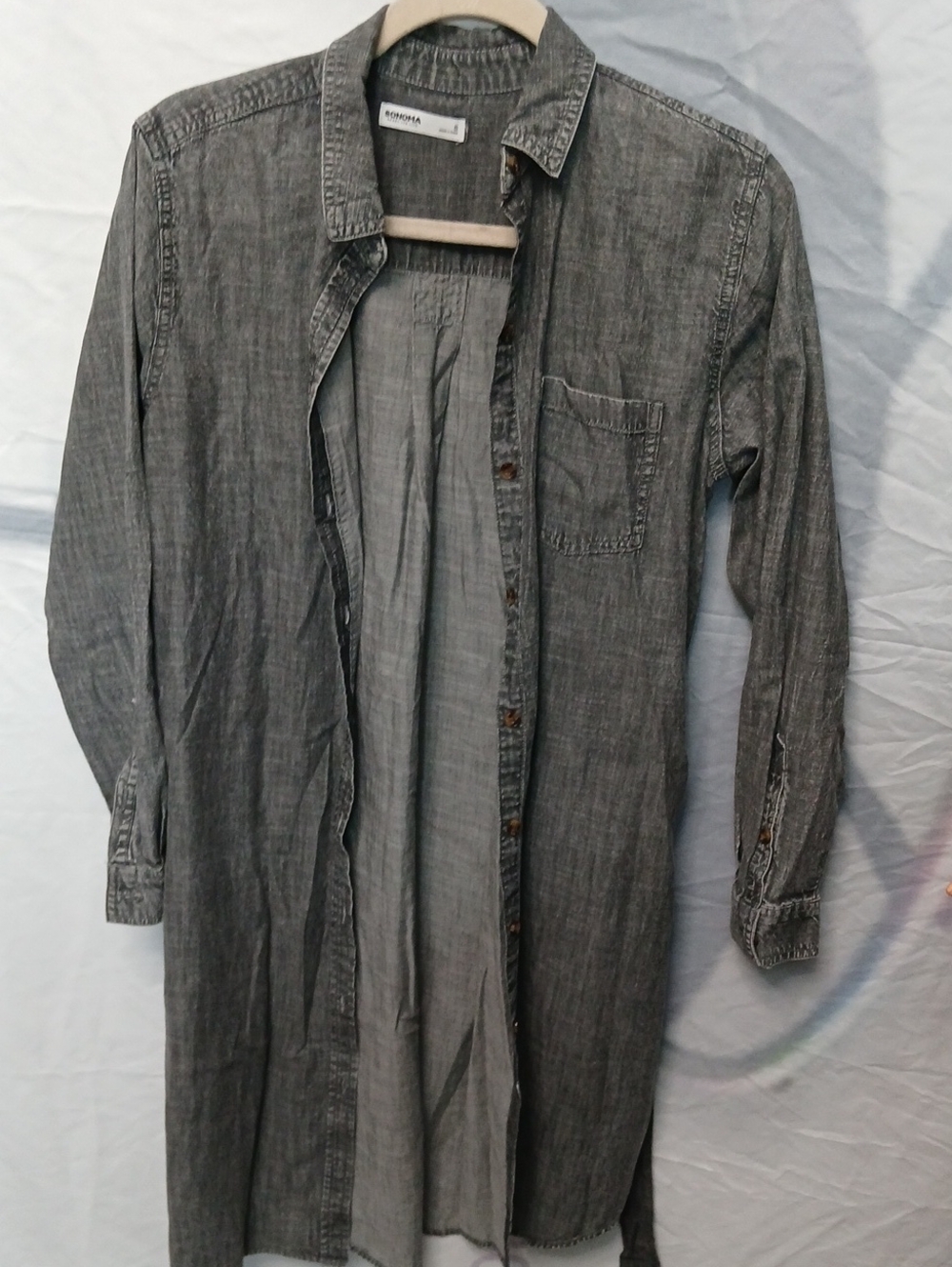 Sonoma Long Grey Denim Shirt Jacket